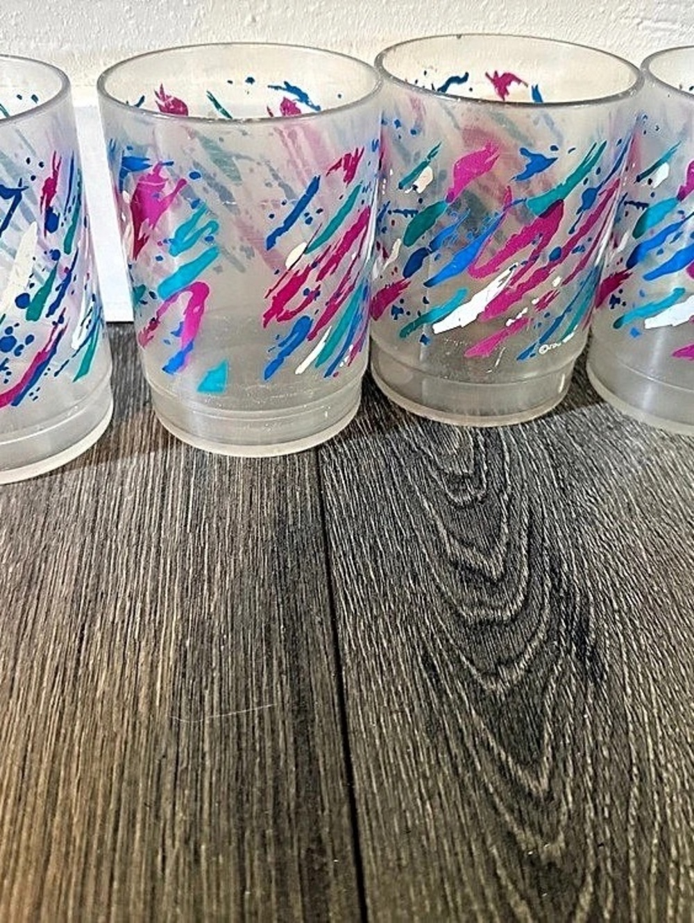 Abstract Splatter Glasses Clear & Pink